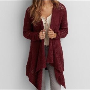 Burgundy Hooded Cardigan